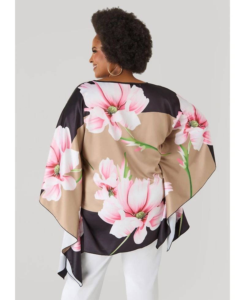 Ashley Stewart Women's Floral Print Satin Tunic