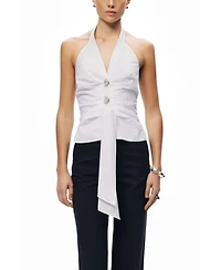 Nocturne Women's Halter Neck Tie Detail Blouse