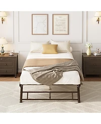 homfan Pop-Up Trundle Daybed Frame with Lockable Casters, Metal Slat Support, Space-Saving Design, No Box Spring Needed