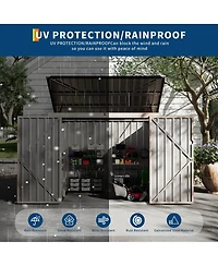 Outdoor Metal Trash Can Storage Shed Garbage Bin Enclosure With Lockable Chain Lid For Secure Waste Management