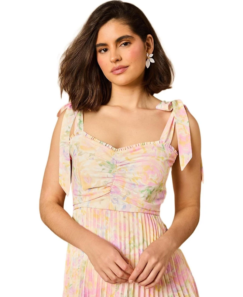 Oasis Women's Pleated Tie Shoulder Midi Dress
