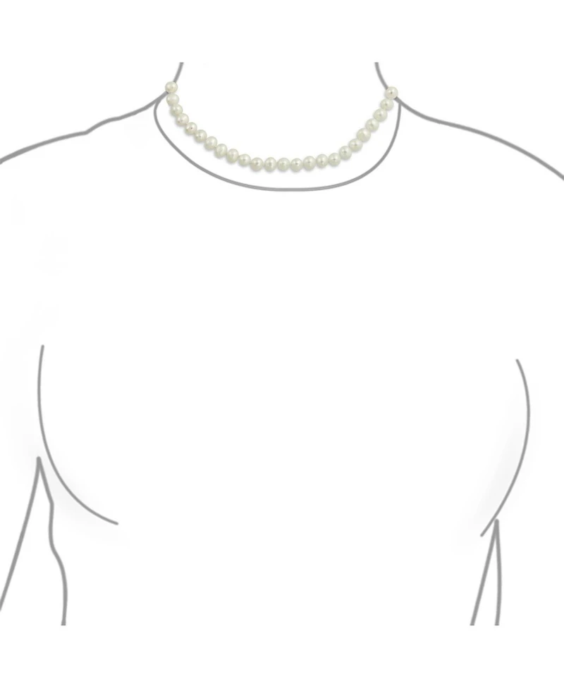 Bling Jewelry Simple Classic Freshwater Cultured Pearl Strand Necklace 7MM Hand Knotted Sterling Silver Clasp