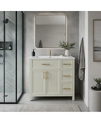 Phying 36 Inch Bathroom Vanity with Sink Top Solid Wood Bathroom Vanity Cabinet Modern Storage Bathroom Furniture for Home Bathroom