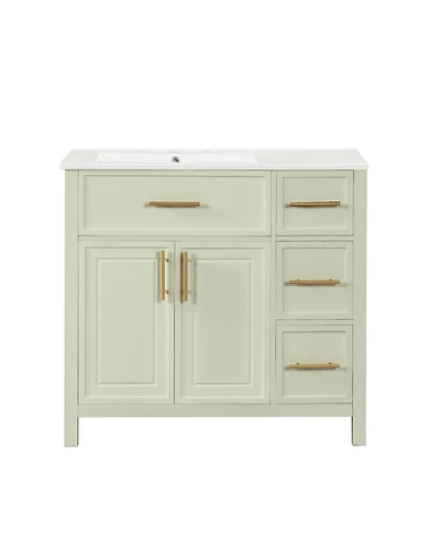 Phying 36 Inch Bathroom Vanity with Sink Top Solid Wood Bathroom Vanity Cabinet Modern Storage Bathroom Furniture for Home Bathroom