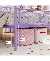 homfan Modern Metal Platform Bed Frame with Headboard and Footboard - Sturdy Steel Slats, Underbed Storage, No Box Spring Needed