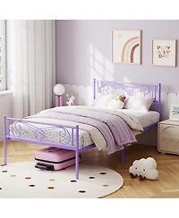 homfan Modern Metal Platform Bed Frame with Headboard and Footboard - Sturdy Steel Slats, Underbed Storage, No Box Spring Needed