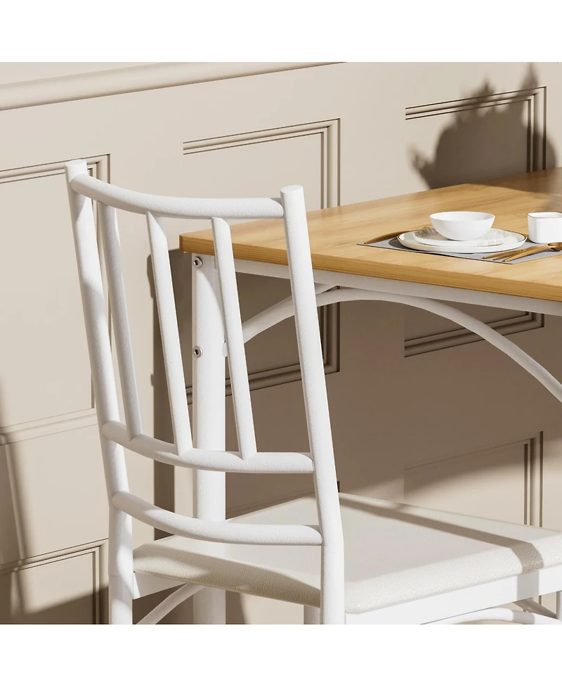 Streamdale Furniture Industrial Dining Table Set with 4 Benches, 43.3 inch