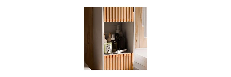 Midola Bathroom Tall Storage Cabinet with Bamboo Slats Door and Elegant Design Easy Assembly for Bathroom