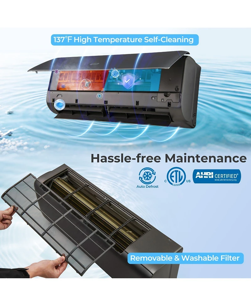 Costway 12000BTU Wifi Enabled Mini Split Ac 22 SEER2115V Inverter Air Conditioner