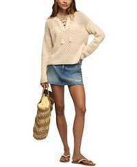 Lucky Brand Women's Lace-Up Long-Sleeve Sweater