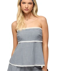 Edikted Women's Ellie Lacey Ginghman Strapless Top