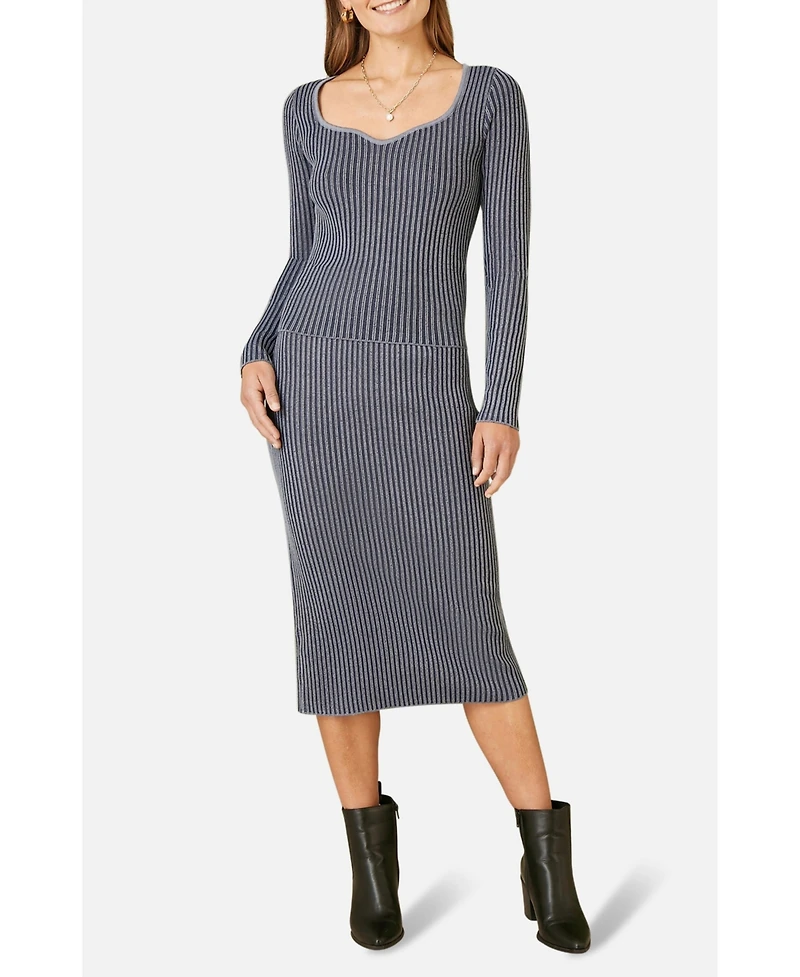 Yumi Women's Rib Knit Midi Skirt Stretch and Cozy