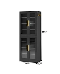 Slickblue 66.9 Inch Tall Shoe Storage Cabinet with Led Lights and Doors