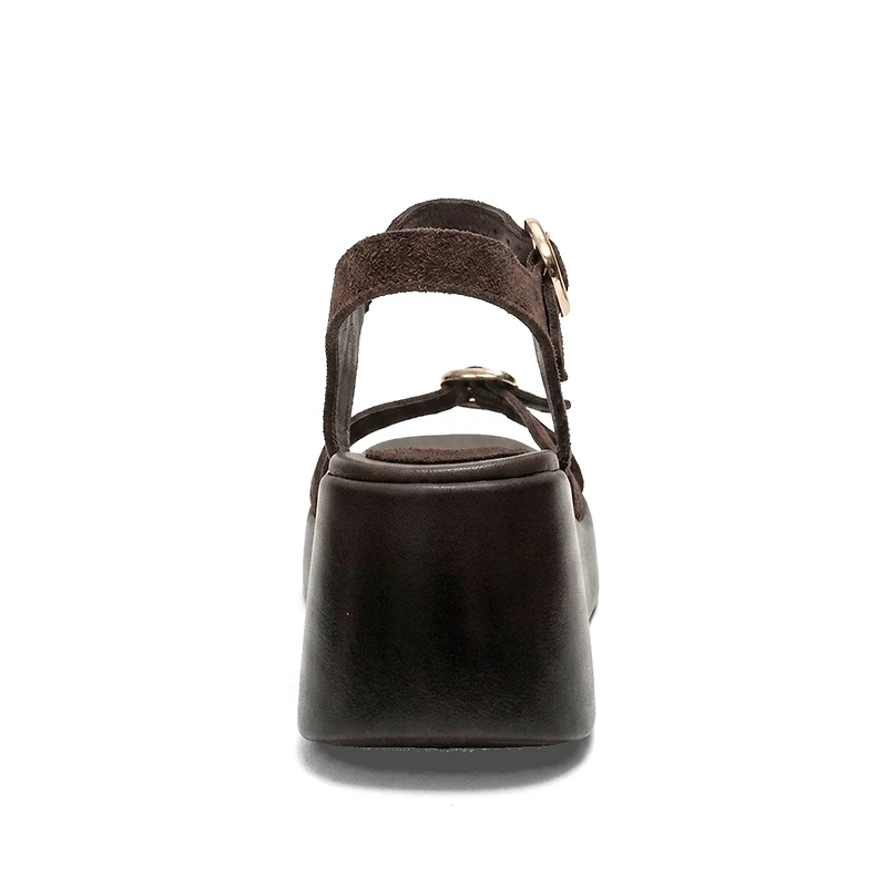 Forever & Always Shoes Women's Kalia Leather Wedge Sandal
