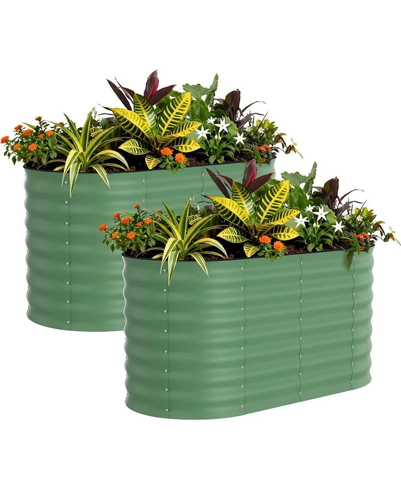 Xo 2-Pack 4x2x2FT Galvanized Raised Garden Bed, Metal Planter Boxes for Vegetables Flowers, Rust-Resistant Outdoor Garden Beds