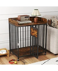 Cozito 27.5 in Dog Crate Furniture with Wheels for Small Dogs and Puppies