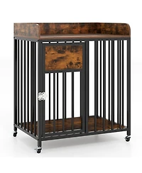 Cozito 27.5 in Dog Crate Furniture with Wheels for Small Dogs and Puppies