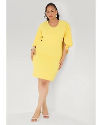 Ashley Stewart Women's Textured Cape Sheath Dress