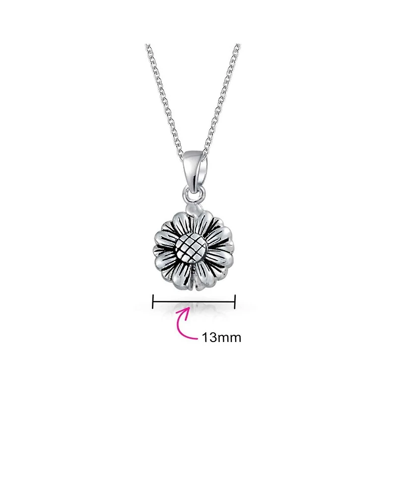 Bling Jewelry Sterling Silver Sunflower Open Locket Pendant Necklace Floral Design "My Love" Inspirational Message