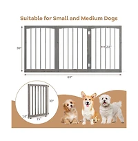 Ruie 30 in Foldable Wooden Pet Fence with 3 Rotating Panels Indoor Room Divider