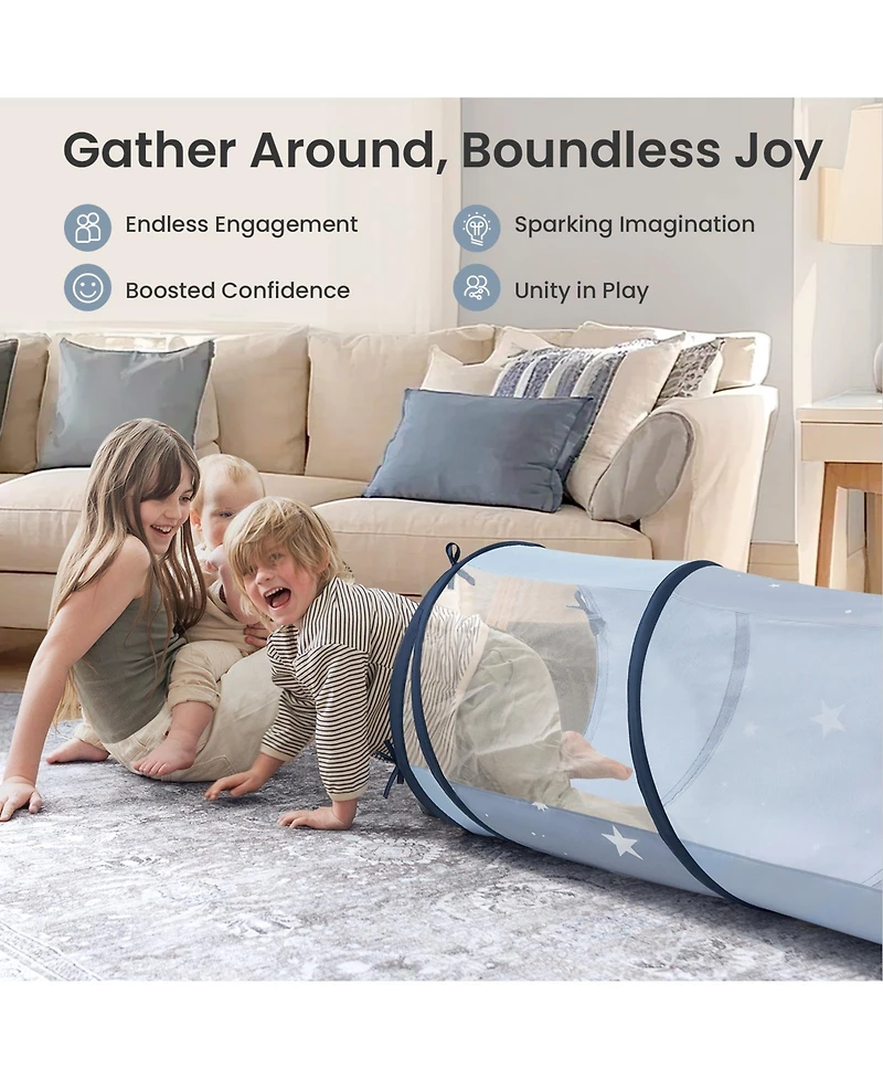 Tiny Land Adventure Play Tunnel for Toddlers, 69" x 18" Foldable Pop Up Crawl with Storage Bag