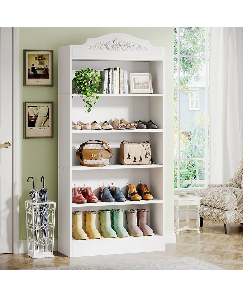 Slickblue Freestanding 72.8 Inch Wood Shoe Cabinet with 5 Tier Storage