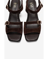 Forever & Always Shoes Women's Yolen Leather Block Heel Sandal