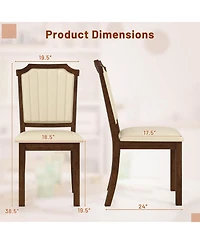 Costway Dining Chair Upholstered Kitchen with Pu Leather and Rubber Wood Frame