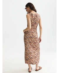 Scotch & Soda Women's and Dresses Printed Textured Midi Dress, Tiles Flower Doeskin, Large