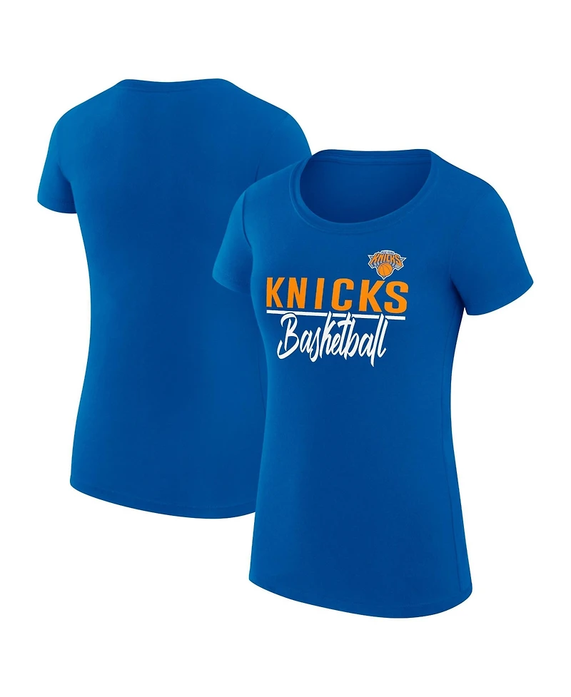 G-iii 4Her by Carl Banks Women's Blue New York Knicks Super-Slim Fit Lightweight Team Sport V-Neck T-Shirt