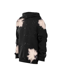 New Era Men's Black York Knicks Injection Bleached Out Raw Edge Hoodie