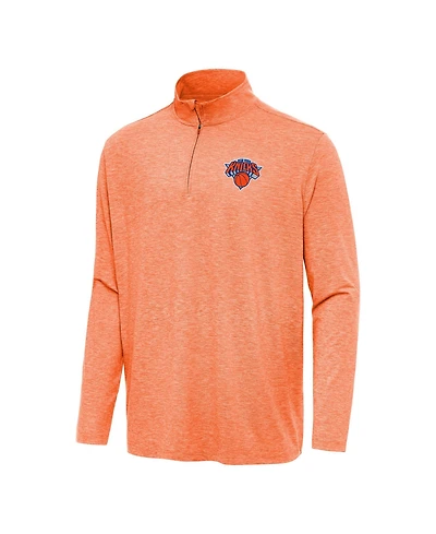 Antigua Men's Heather Orange New York Knicks Hunk Quarter-Zip Sweatshirt