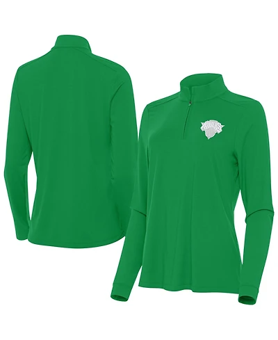 Antigua Women's Kelly Green New York Knicks St. Patrick's Day Intent Quarter-Zip Sweatshirt
