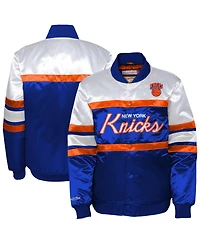 Mitchell & Ness Big Boys and Girls Blue New York Knicks Satin Full-Snap Jacket