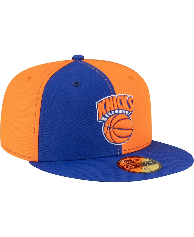New Era Men's Orange/Blue New York Knicks 80s Throwback Pinwheel 59FIFTY Fitted Hat