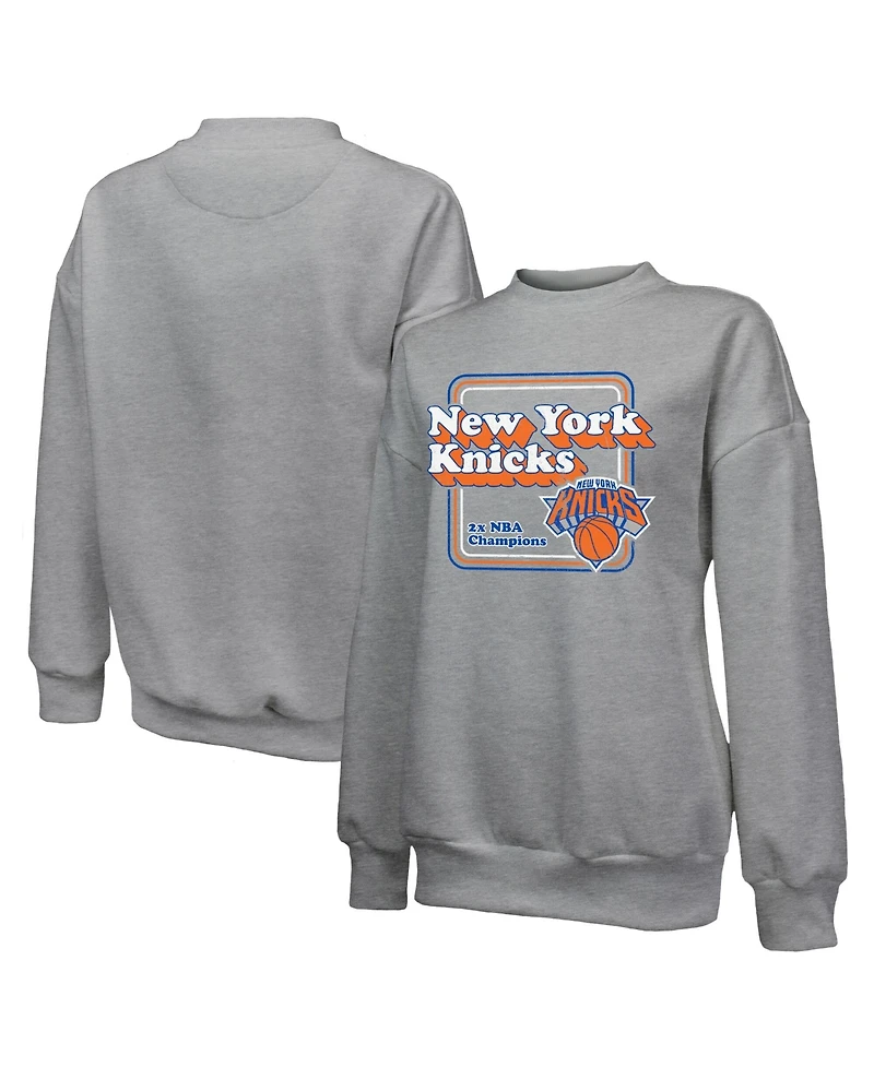 Majestic Threads Women's Gray New York Knicks Classic Tri-Blend Pullover Sweatshirt