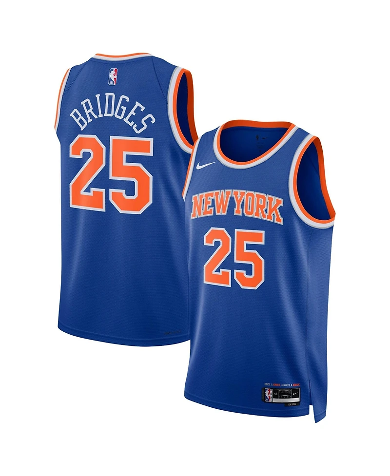 Nike Men's and Women's Mikal Bridges Blue New York Knicks 2024 Offseason Addition Swingman Jersey