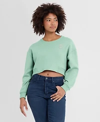 Fanatics Women's Mint New York Knicks Studio Tri-Blend Cropped Pullover Sweatshirt