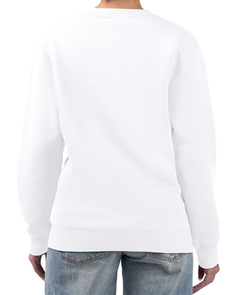 G-iii 4Her by Carl Banks Women's White New York Knicks Collage Team Graphic Fleece Pullover Sweatshirt