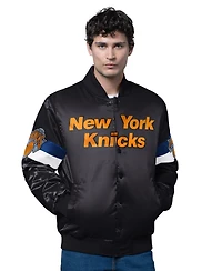 Starter Men's New York Knicks Triple Option Varsity Full-Snap Satin Jacket