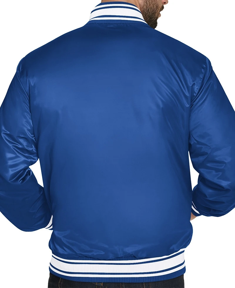Starter Men's Blue New York Knicks Printed Team Logo Satin Varsity Full-Snap Jacket