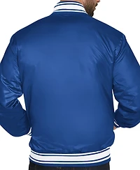 Starter Men's Blue New York Knicks Printed Team Logo Satin Varsity Full-Snap Jacket