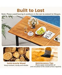 Sugift 4-8 Person Extendable Solid Wood Dining Table with Umbrella Hole