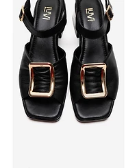 Forever & Always Shoes Women's Asha Leather Block Heel Sandal