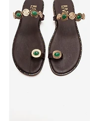Forever & Always Shoes Women's Martinez Leather Thong Sandal