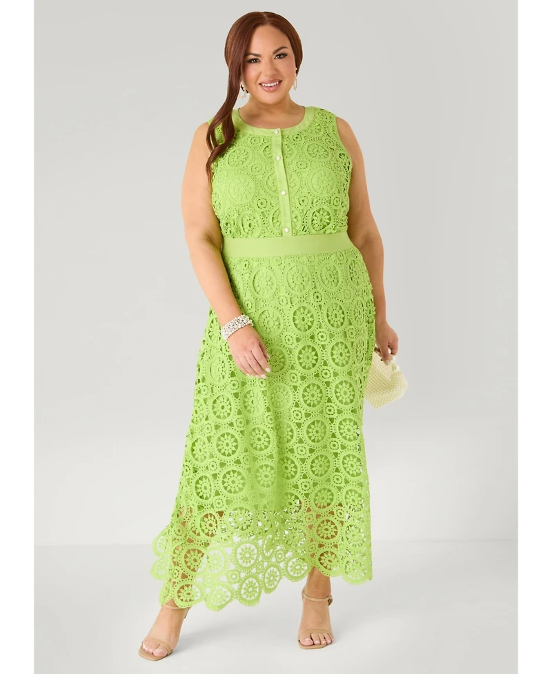 Ashley Stewart Women's Crochet Button Front Top