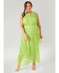 Ashley Stewart Women's Crochet Button Front Top