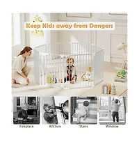 Ruie 8 Panel Extra Wide Pet Gate with Auto-Close Door and 270 Degree Hinges