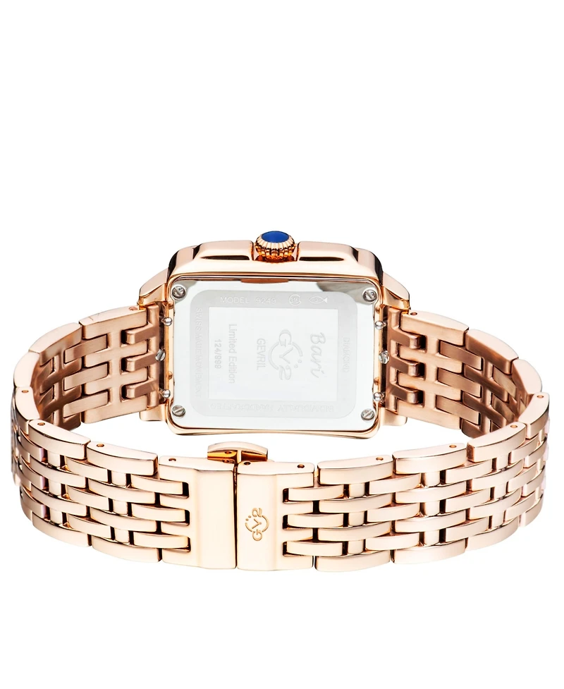 GV2 by Gevril Women's Bari Tortoise Swiss Quartz Diamond Ip Stainless Steel Bracelet Watch