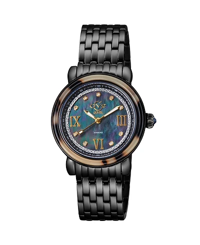 GV2 by Gevril Women's Marsala Tortoise Swiss Quartz Diamond Two toned Ss Iprg Stainless Steel Bracelet Watch